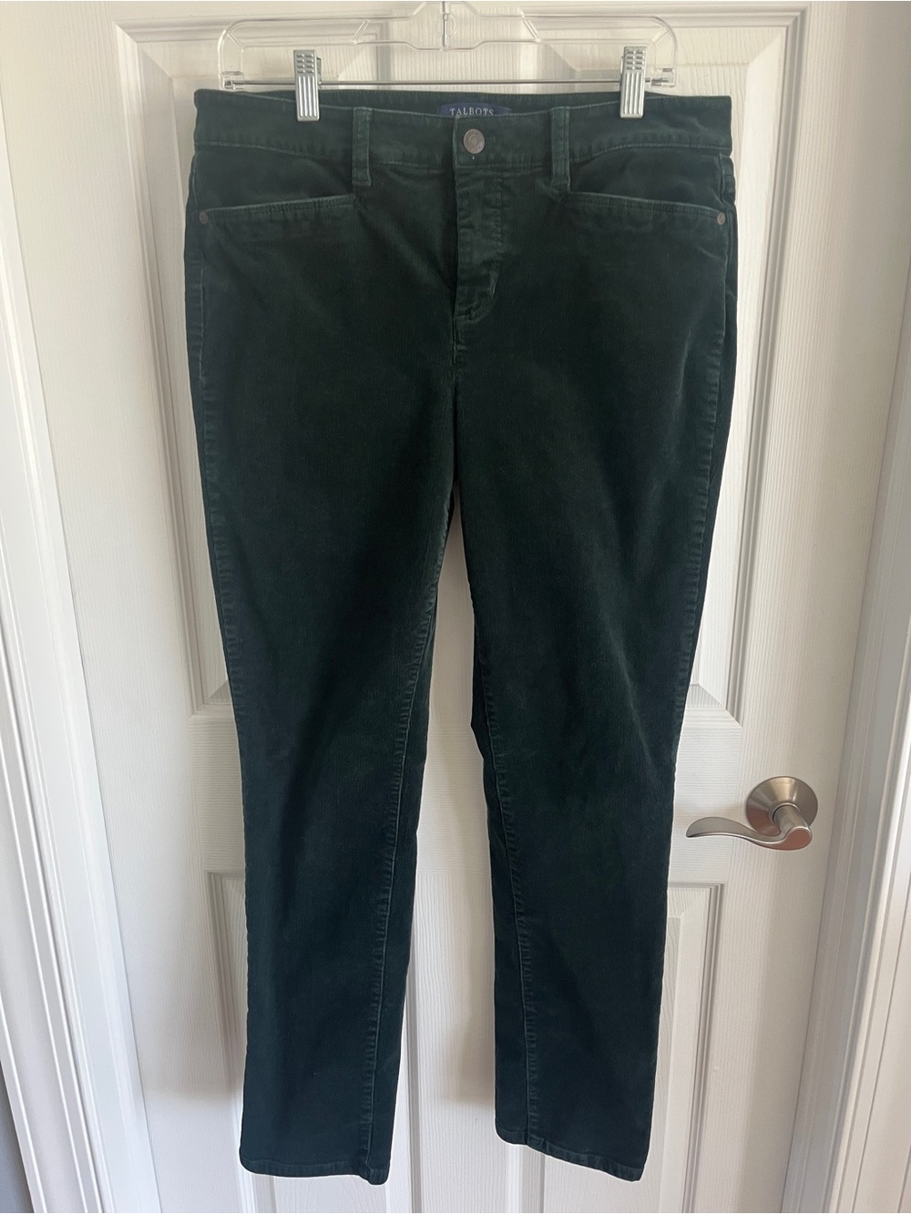 Talbots Dark Green Corduroy Straight-Leg Pants